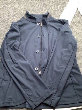 Women's Navy Zip-Front Lightweight Trench Coat